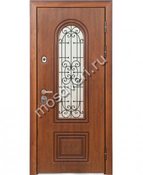 Дверь в коттедж со стеклом и ковкой KKZ-37 - купить от производителя Мосдвери Дверь в коттедж со стеклом и ковкой KKZ-37